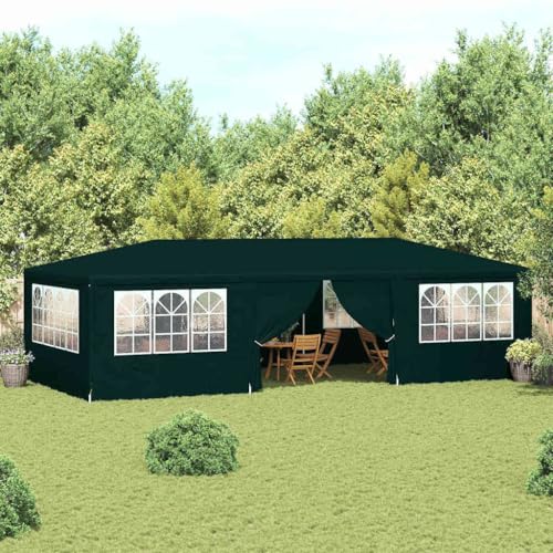 HUAKEHOM Profi Partyzelt mit Seitenwänden UV-beständig Wasserbeständig Pavillon Festzelt Gartenpavillon Gartenzelt Garten Bierzelt 4×9 m Grün 90 g/m² von HUAKEHOM
