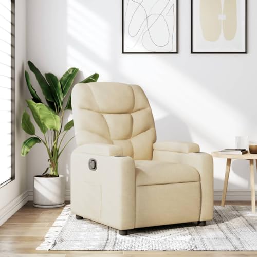 HUAKEHOM Relaxsessel Sessel mit Liegefunktion Fernsehsessel Verstellbare Rückenlehne Liegesessel Ruhesessel Polstersessel Creme Stoff von HUAKEHOM