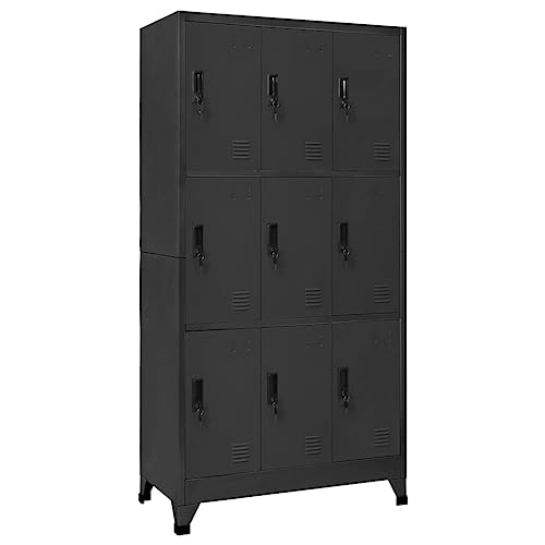 HUAKEHOM Schließfachschrank Metallschrank Lagerschrank Aktenschrank Fächerschrank Spindschrank Spind Umkleideschrank Spint Anthrazit 90x45x180 cm Stahl von HUAKEHOM