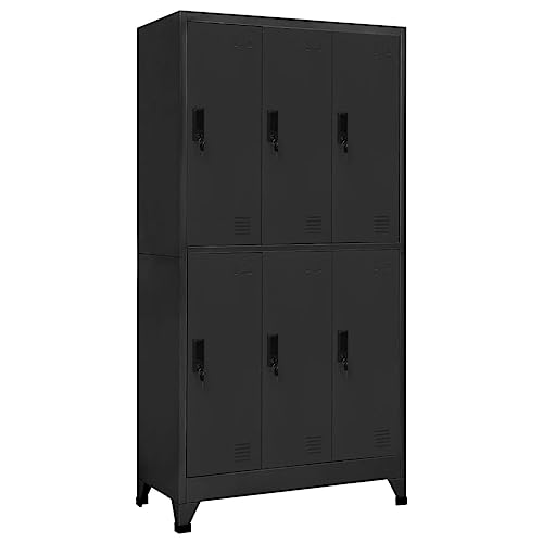 HUAKEHOM Schließfachschrank Metallschrank Lagerschrank Aktenschrank Fächerschrank Spindschrank Spind Umkleideschrank Spint Anthrazit 90x45x180 cm Stahl von HUAKEHOM