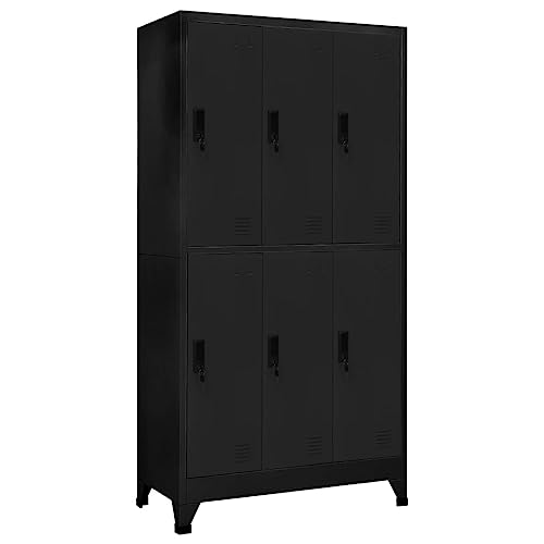 HUAKEHOM Schließfachschrank Metallschrank Lagerschrank Aktenschrank Fächerschrank Spindschrank Spind Umkleideschrank Spint Schwarz 90x45x180 cm Stahl von HUAKEHOM