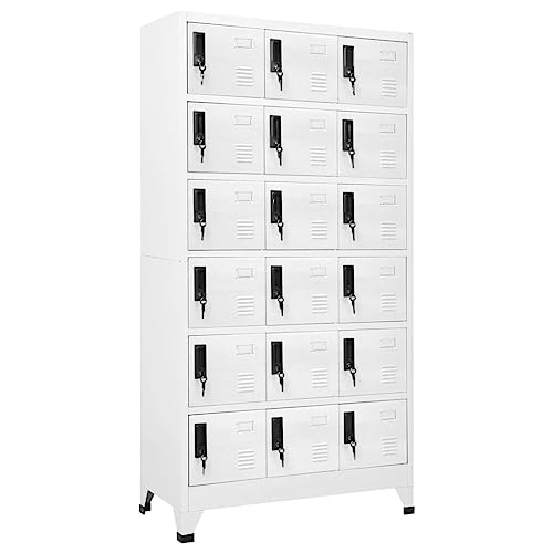HUAKEHOM Schließfachschrank Metallschrank Lagerschrank Aktenschrank Fächerschrank Spindschrank Spind Umkleideschrank Spint Weiß 90x40x180 cm Stahl von HUAKEHOM