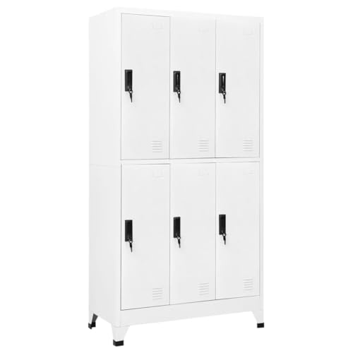 HUAKEHOM Schließfachschrank Metallschrank Lagerschrank Aktenschrank Fächerschrank Spindschrank Spind Umkleideschrank Spint Weiß 90x45x180 cm Stahl von HUAKEHOM