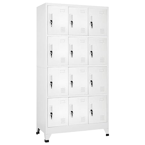 HUAKEHOM Schließfachschrank Metallschrank Lagerschrank Aktenschrank Fächerschrank Spindschrank Spind Umkleideschrank Spint mit 12 Fächern 90x45x180 cm von HUAKEHOM