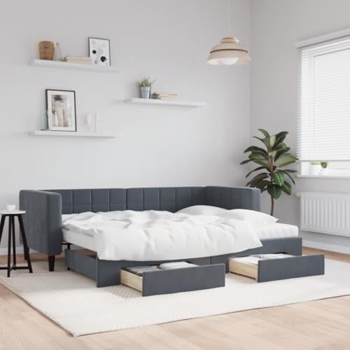 HUAKEHOM Tagesbett Ausziehbar Schlafsofa mit Schubladen Matratzen Bettsofa Gästebett für Schlafzimmer Wohnzimmer Sofa Bett Ausziehbett Dunkelgrau 80x200 cm Samt HUAKEHOM Tagesbett Ausziehbar Schlafsofa mit Schubladen Matratzen Bettsofa Gästebett für Schlafzimmer Wohnzimmer Sofa Bett Ausziehbett Dunkelgrau 80x200 cm Samt von HUAKEHOM