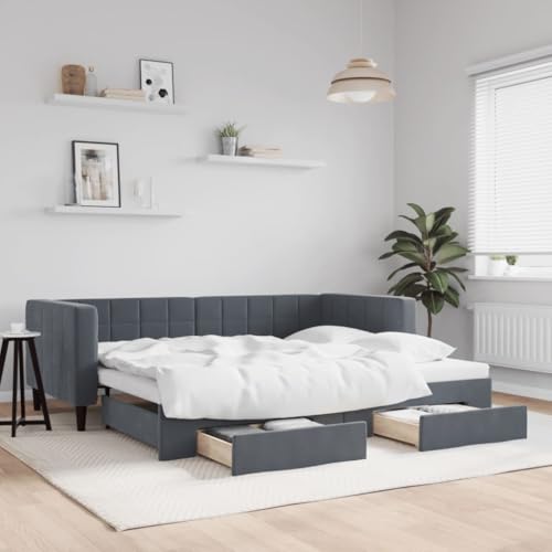 HUAKEHOM Tagesbett Ausziehbar Schlafsofa mit Schubladen Matratzen Bettsofa Gästebett für Schlafzimmer Wohnzimmer Sofa Bett Ausziehbett Dunkelgrau 90x190 cm Samt HUAKEHOM Tagesbett Ausziehbar Schlafsofa mit Schubladen Matratzen Bettsofa Gästebett für Schlafzimmer Wohnzimmer Sofa Bett Ausziehbett Dunkelgrau 90x190 cm Samt von HUAKEHOM