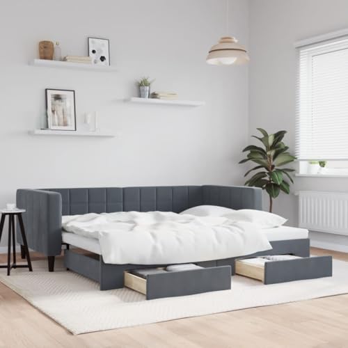 HUAKEHOM Tagesbett Ausziehbar Schlafsofa mit Schubladen Matratzen Bettsofa Gästebett für Schlafzimmer Wohnzimmer Sofa Bett Ausziehbett Dunkelgrau 90x200 cm Samt HUAKEHOM Tagesbett Ausziehbar Schlafsofa mit Schubladen Matratzen Bettsofa Gästebett für Schlafzimmer Wohnzimmer Sofa Bett Ausziehbett Dunkelgrau 90x200 cm Samt von HUAKEHOM