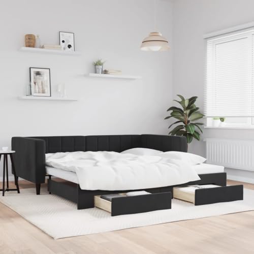 HUAKEHOM Tagesbett Ausziehbar Schlafsofa mit Schubladen Matratzen Bettsofa Gästebett für Schlafzimmer Wohnzimmer Sofa Bett Ausziehbett Schwarz 100x200 cm Samt HUAKEHOM Tagesbett Ausziehbar Schlafsofa mit Schubladen Matratzen Bettsofa Gästebett für Schlafzimmer Wohnzimmer Sofa Bett Ausziehbett Schwarz 100x200 cm Samt von HUAKEHOM