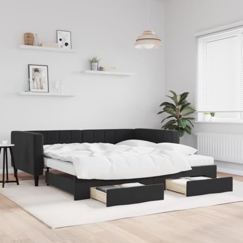 HUAKEHOM Tagesbett Ausziehbar Schlafsofa mit Schubladen Matratzen Bettsofa Gästebett für Schlafzimmer Wohnzimmer Sofa Bett Ausziehbett Schwarz 100x200 cm Samt HUAKEHOM Tagesbett Ausziehbar Schlafsofa mit Schubladen Matratzen Bettsofa Gästebett für Schlafzimmer Wohnzimmer Sofa Bett Ausziehbett Schwarz 100x200 cm Samt von HUAKEHOM