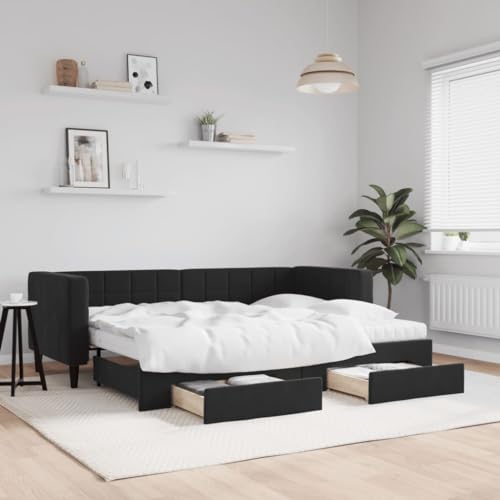 HUAKEHOM Tagesbett Ausziehbar Schlafsofa mit Schubladen Matratzen Bettsofa Gästebett für Schlafzimmer Wohnzimmer Sofa Bett Ausziehbett Schwarz 80x200 cm Samt HUAKEHOM Tagesbett Ausziehbar Schlafsofa mit Schubladen Matratzen Bettsofa Gästebett für Schlafzimmer Wohnzimmer Sofa Bett Ausziehbett Schwarz 80x200 cm Samt von HUAKEHOM