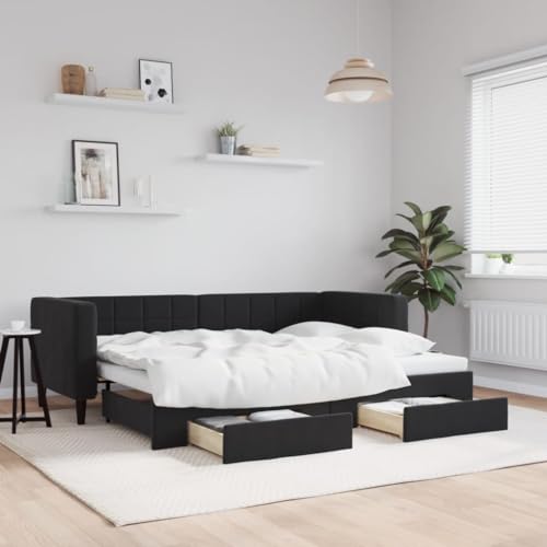 HUAKEHOM Tagesbett Ausziehbar Schlafsofa mit Schubladen Matratzen Bettsofa Gästebett für Schlafzimmer Wohnzimmer Sofa Bett Ausziehbett Schwarz 80x200 cm Samt HUAKEHOM Tagesbett Ausziehbar Schlafsofa mit Schubladen Matratzen Bettsofa Gästebett für Schlafzimmer Wohnzimmer Sofa Bett Ausziehbett Schwarz 80x200 cm Samt von HUAKEHOM