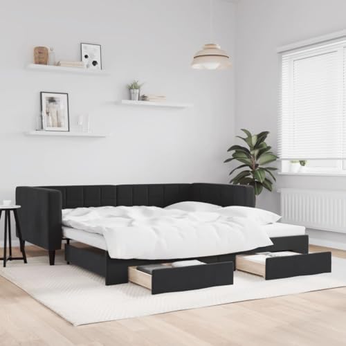 HUAKEHOM Tagesbett Ausziehbar Schlafsofa mit Schubladen Matratzen Bettsofa Gästebett für Schlafzimmer Wohnzimmer Sofa Bett Ausziehbett Schwarz 90x190 cm Samt HUAKEHOM Tagesbett Ausziehbar Schlafsofa mit Schubladen Matratzen Bettsofa Gästebett für Schlafzimmer Wohnzimmer Sofa Bett Ausziehbett Schwarz 90x190 cm Samt von HUAKEHOM