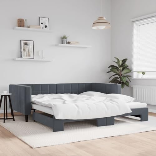 HUAKEHOM Tagesbett Sofabett Ausziehbar Gästebett Schlafsofa für Schlafzimmer Wohnzimmer Ausziehbett Sofa Bettsofa Modernes Design Dunkelgrau 100x200 cm Samt HUAKEHOM Tagesbett Sofabett Ausziehbar Gästebett Schlafsofa für Schlafzimmer Wohnzimmer Ausziehbett Sofa Bettsofa Modernes Design Dunkelgrau 100x200 cm Samt von HUAKEHOM