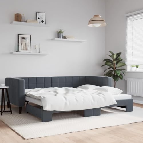 HUAKEHOM Tagesbett Sofabett Ausziehbar Gästebett Schlafsofa für Schlafzimmer Wohnzimmer Ausziehbett Sofa Bettsofa Modernes Design Dunkelgrau 90x190 cm Samt HUAKEHOM Tagesbett Sofabett Ausziehbar Gästebett Schlafsofa für Schlafzimmer Wohnzimmer Ausziehbett Sofa Bettsofa Modernes Design Dunkelgrau 90x190 cm Samt von HUAKEHOM