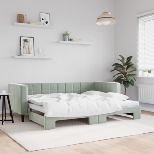 HUAKEHOM Tagesbett Sofabett Ausziehbar Gästebett Schlafsofa für Schlafzimmer Wohnzimmer Ausziehbett Sofa Bettsofa Modernes Design Hellgrau 80x200 cm Samt HUAKEHOM Tagesbett Sofabett Ausziehbar Gästebett Schlafsofa für Schlafzimmer Wohnzimmer Ausziehbett Sofa Bettsofa Modernes Design Hellgrau 80x200 cm Samt von HUAKEHOM