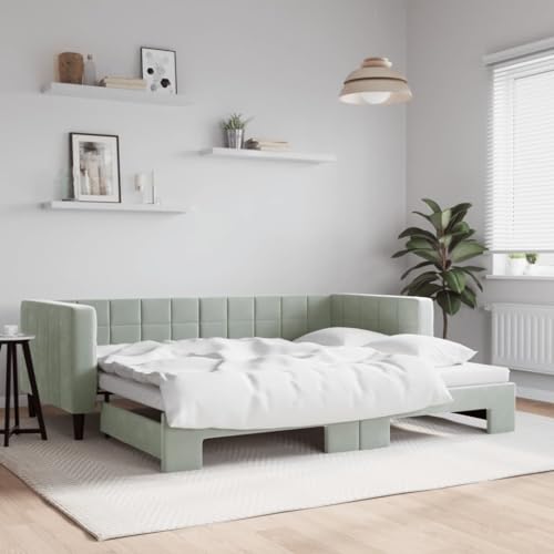 HUAKEHOM Tagesbett Sofabett Ausziehbar Gästebett Schlafsofa für Schlafzimmer Wohnzimmer Ausziehbett Sofa Bettsofa Modernes Design Hellgrau 90x200 cm Samt HUAKEHOM Tagesbett Sofabett Ausziehbar Gästebett Schlafsofa für Schlafzimmer Wohnzimmer Ausziehbett Sofa Bettsofa Modernes Design Hellgrau 90x200 cm Samt von HUAKEHOM