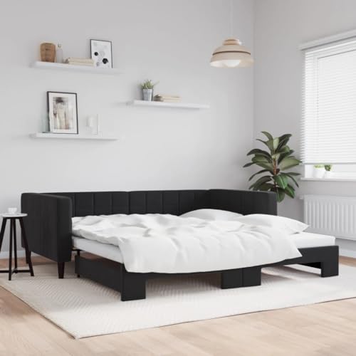HUAKEHOM Tagesbett Sofabett Ausziehbar Gästebett Schlafsofa für Schlafzimmer Wohnzimmer Ausziehbett Sofa Bettsofa Modernes Design Schwarz 100x200 cm Samt HUAKEHOM Tagesbett Sofabett Ausziehbar Gästebett Schlafsofa für Schlafzimmer Wohnzimmer Ausziehbett Sofa Bettsofa Modernes Design Schwarz 100x200 cm Samt von HUAKEHOM