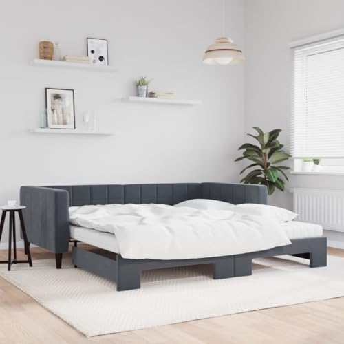HUAKEHOM Tagesbett Sofabett Ausziehbar mit Matratzen Gästebett Schlafsofa für Schlafzimmer Wohnzimmer Sofa Ausziehbett Dunkelgrau 100x200 cm Samt HUAKEHOM Tagesbett Sofabett Ausziehbar mit Matratzen Gästebett Schlafsofa für Schlafzimmer Wohnzimmer Sofa Ausziehbett Dunkelgrau 100x200 cm Samt von HUAKEHOM