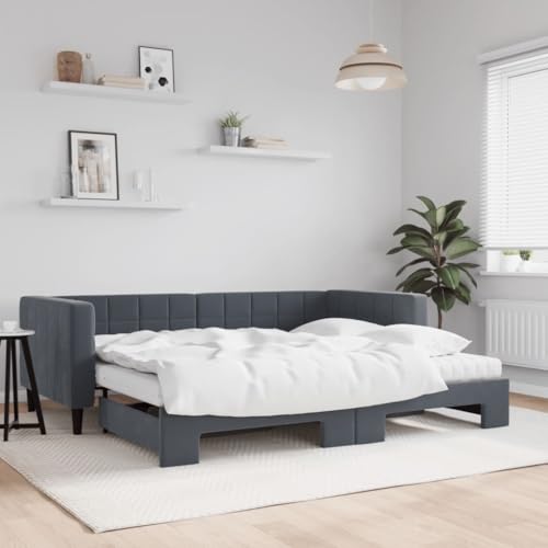 HUAKEHOM Tagesbett Sofabett Ausziehbar mit Matratzen Gästebett Schlafsofa für Schlafzimmer Wohnzimmer Sofa Ausziehbett Dunkelgrau 90x200 cm Samt HUAKEHOM Tagesbett Sofabett Ausziehbar mit Matratzen Gästebett Schlafsofa für Schlafzimmer Wohnzimmer Sofa Ausziehbett Dunkelgrau 90x200 cm Samt von HUAKEHOM