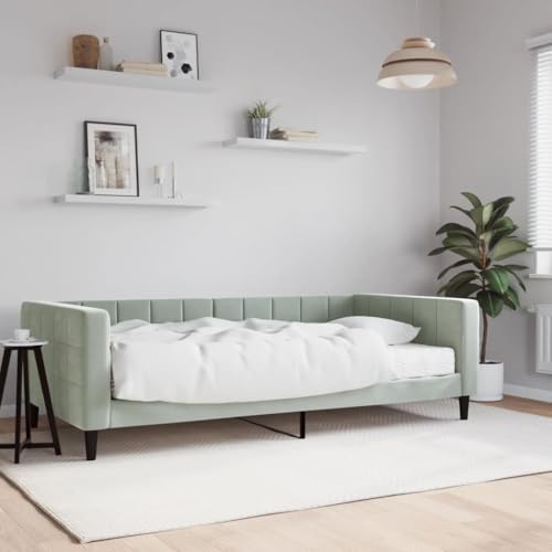 HUAKEHOM Tagesbett Sofabett Ausziehbar mit Matratzen Gästebett Schlafsofa für Schlafzimmer Wohnzimmer Sofa Ausziehbett Hellgrau 100x200 cm Samt HUAKEHOM Tagesbett Sofabett Ausziehbar mit Matratzen Gästebett Schlafsofa für Schlafzimmer Wohnzimmer Sofa Ausziehbett Hellgrau 100x200 cm Samt von HUAKEHOM