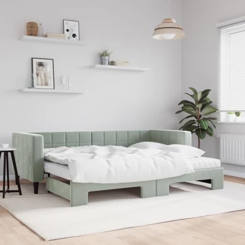 HUAKEHOM Tagesbett Sofabett Ausziehbar mit Matratzen Gästebett Schlafsofa für Schlafzimmer Wohnzimmer Sofa Ausziehbett Hellgrau 80x200 cm Samt HUAKEHOM Tagesbett Sofabett Ausziehbar mit Matratzen Gästebett Schlafsofa für Schlafzimmer Wohnzimmer Sofa Ausziehbett Hellgrau 80x200 cm Samt von HUAKEHOM
