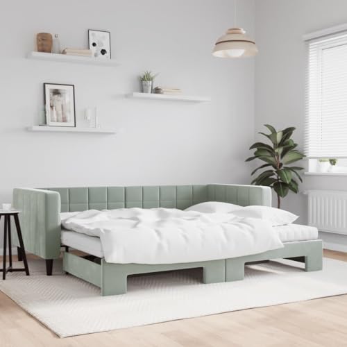 HUAKEHOM Tagesbett Sofabett Ausziehbar mit Matratzen Gästebett Schlafsofa für Schlafzimmer Wohnzimmer Sofa Ausziehbett Hellgrau 90x190 cm Samt HUAKEHOM Tagesbett Sofabett Ausziehbar mit Matratzen Gästebett Schlafsofa für Schlafzimmer Wohnzimmer Sofa Ausziehbett Hellgrau 90x190 cm Samt von HUAKEHOM