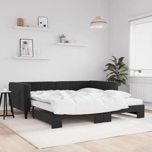 HUAKEHOM Tagesbett Sofabett Ausziehbar mit Matratzen Gästebett Schlafsofa für Schlafzimmer Wohnzimmer Sofa Ausziehbett Schwarz 100x200 cm Samt HUAKEHOM Tagesbett Sofabett Ausziehbar mit Matratzen Gästebett Schlafsofa für Schlafzimmer Wohnzimmer Sofa Ausziehbett Schwarz 100x200 cm Samt von HUAKEHOM