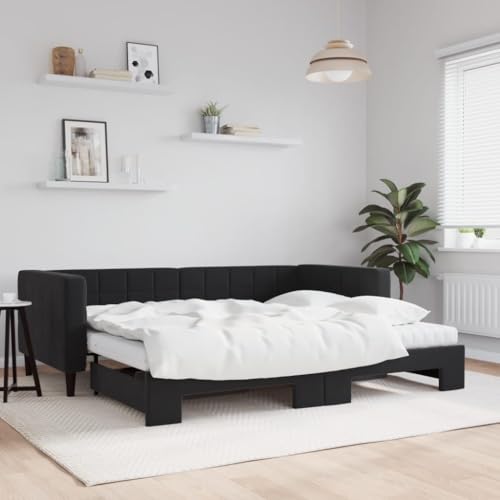 HUAKEHOM Tagesbett Sofabett Ausziehbar mit Matratzen Gästebett Schlafsofa für Schlafzimmer Wohnzimmer Sofa Ausziehbett Schwarz 90x200 cm Samt HUAKEHOM Tagesbett Sofabett Ausziehbar mit Matratzen Gästebett Schlafsofa für Schlafzimmer Wohnzimmer Sofa Ausziehbett Schwarz 90x200 cm Samt von HUAKEHOM