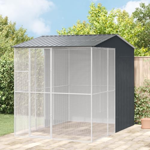 HUAKEHOM Voliere Anthrazit 215x310x247 cm Stahl von HUAKEHOM