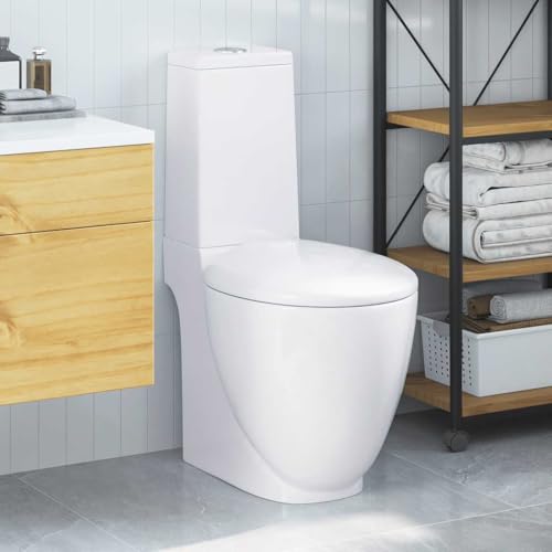 HUAKEHOM WC Keramik Toilette Badezimmer Rund Senkrechter Abgang Soft-Close-Mechanismus Toilettensitz WC-Sitz Absenkautomatik Weiß HUAKEHOM WC Keramik Toilette Badezimmer Rund Senkrechter Abgang Soft-Close-Mechanismus Toilettensitz WC-Sitz Absenkautomatik Weiß von HUAKEHOM