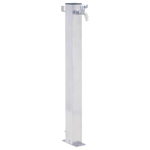 HUAKEHOM Wassersäule für den Garten Wasserhahn mit 1 Haken Gartenwassersäule für Gartenbewässerung Wasserzapfsäule Wasserzapfstelle 60 cm Edelstahl Quadratisch von HUAKEHOM