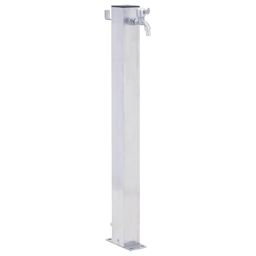 HUAKEHOM Wassersäule für den Garten Wasserhahn mit 1 Haken Gartenwassersäule für Gartenbewässerung Wasserzapfsäule Wasserzapfstelle 80 cm Edelstahl Quadratisch von HUAKEHOM