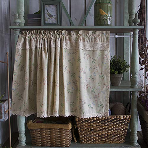 HUALEMEI Amerikaner Pastorale Baumwolle Und Leinen Halber Vorhang,Blumen Staub-Beweis Vorhang Partition Sondesvorhang Für Küchenschrank A 140x60cm(55x24inch) von HUALEMEI