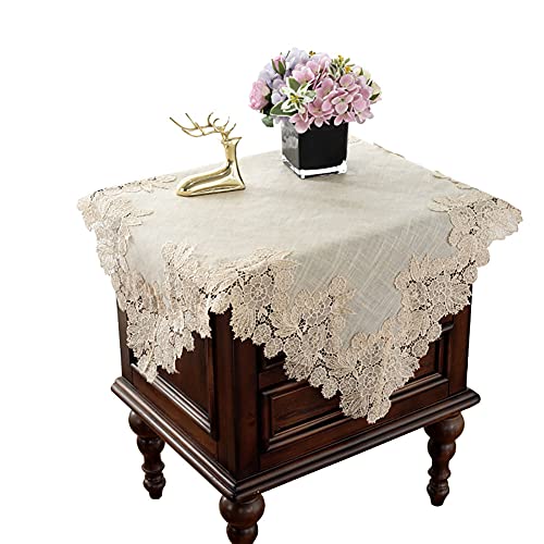 HUALEMEI Quadratische Spitzentischdecke, moderne Einfachheit, florale Stickerei, Tischdecke, TV-Schrank, Nachttisch, Tischdecke, Staubschutz, Beige, 80 x 80 cm HUALEMEI Quadratische Spitzentischdecke, moderne Einfachheit, florale Stickerei, Tischdecke, TV-Schrank, Nachttisch, Tischdecke, Staubschutz, Beige, 80 x 80 cm von HUALEMEI