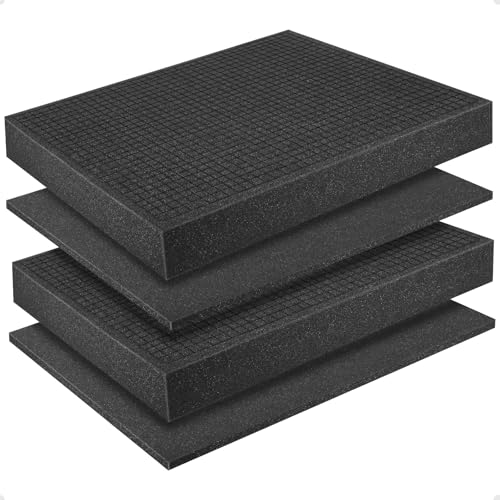 HUALIANG 4 Stück Schaumstoff Zuschnitt, Rasterschaumstoff Schaumstoff Polster, Schaumstoffeinlage Werkzeug Kamerakoffer Foam für Koffereinlage Tabletop Miniaturen(2er 40 x 30 x 5cm + 2er 40x30x1cm) von HUALIANG