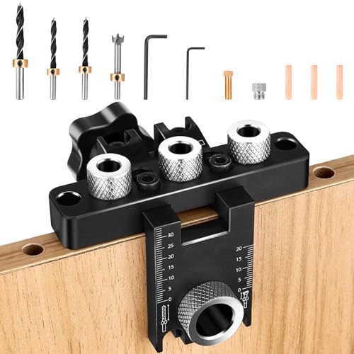 HUALIANG 8/10/15 mm Bohrschablone, 3-in-1 Pocket Hole Jig Kit, Dübelhilfe Taschenloch holzdübel,Bohrlehre mit Positionierungsclip Einstellbare Puncher HUALIANG 8/10/15 mm Bohrschablone, 3-in-1 Pocket Hole Jig Kit, Dübelhilfe Taschenloch holzdübel,Bohrlehre mit Positionierungsclip Einstellbare Puncher von HUALIANG