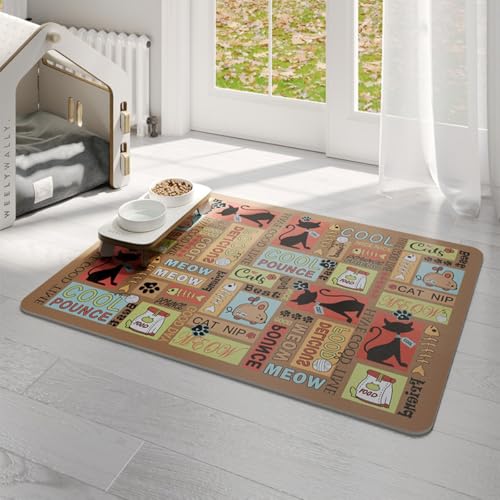 Futternapf-Matte für Hunde und Katzen, rutschfest, auslaufsicher, saugfähig, verhindert Verschütten, leicht zu reinigen, Haustier-Tischset für Zuhause, Zwinger und Tierärztliche Verwendung (Stil 3,50 von HUAMIAN