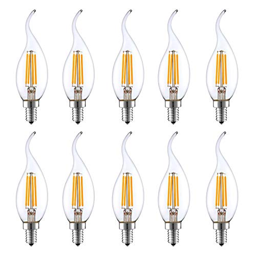 10er Pack E14 LED Kerze Lampe für Kronleuchter, 4W Ersatz für 40W Halogenlampen, Classic LED Kerzen Fadenlampe, Warmweiß 2700K 420LM Nicht Dimmbar 10er Pack E14 LED Kerze Lampe für Kronleuchter, 4W Ersatz für 40W Halogenlampen, Classic LED Kerzen Fadenlampe, Warmweiß 2700K 420LM Nicht Dimmbar von HUAMu
