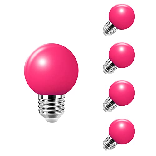 5 x E27-Glühbirne, Farbe LED, 2,5 W, 200 lm, entspricht Halogen 20 W, Deko Lampe AC220V-240 V Rosa von HUAMu