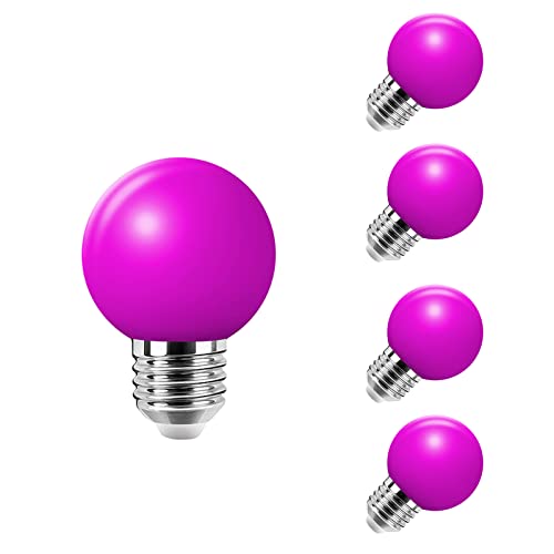 5 x E27-Glühbirne, Farbe LED, 2,5 W, 200 lm, entspricht Halogen 20 W, Deko Lampe AC220V-240 V purpur von HUAMu