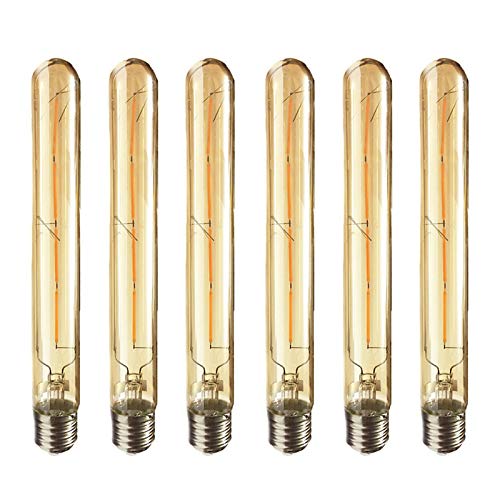 6-piece E27 base retro screw Edison filament LED bulb, smoked gold glass T30 long tube LED bulb 4w40W nostalgic incandescent lamp 400lm warm white 2700k not dimmable [Energy Grade A] von HUAMu