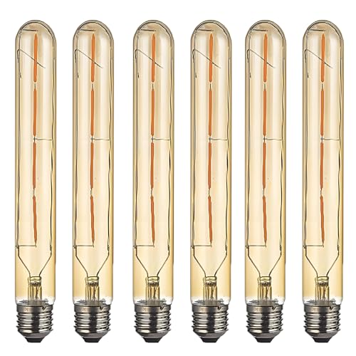 6-piece E27 base retro screw Edison filament LED bulb, smoked gold glass T30 long tube LED bulb 4w40W nostalgic incandescent lamp 400lm warm white 2700k not dimmable [Energy Grade A] von HUAMu