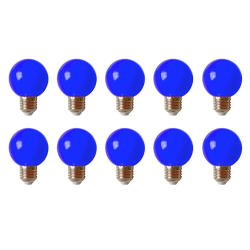 Blau G60 Deko Glühbirne Lichterkette Bunte Leuchtmittel E27 Led Globo Kugel Glühbirnen 2W, Energiesparend Langlebig Farbige Lichterketten Für Zimmer, Weihnachten Baum, Party Nachtlichter, 10 stück von HUAMu