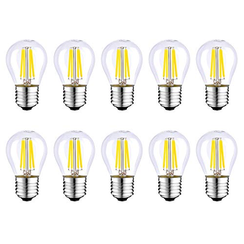 HUAMu Eine Packung mit 10 E27 LED-Energiesparlampen, Glühlampen-Glühlampen 4W 40W, nicht dimmbar, 6500K Tageslichtweiß, kleine transparente g45 Glühlampe Edison, 400lm, AC220-240V von HUAMu