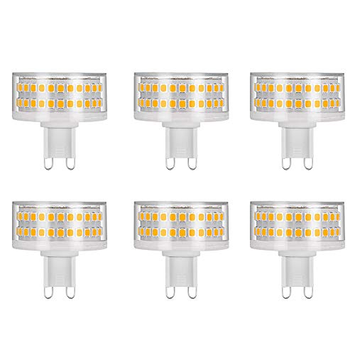 G9 9W LED-Leuchtmittel,kein Flackern,9W entspricht 90W Halogenlampen,900lm,3000K Warmweiß,AC220–240V,G9 Energiesparlampe,360 °Abstrahlwinkel,6er-Pack von HUAMu