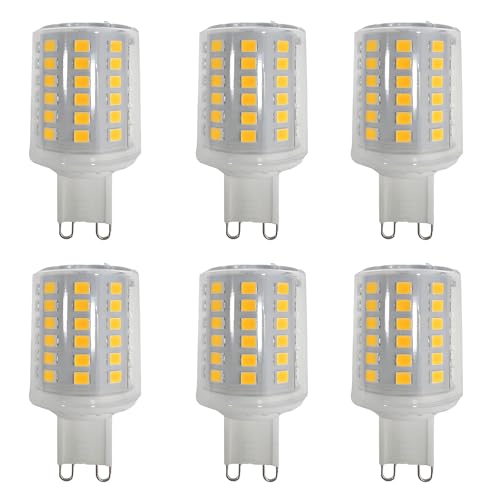 HUAMu G9 9W LED-Leuchtmittel,kein Flackern,9W entspricht 90W Halogenlampen,900lm,3000K Warmweiß,AC220–240V,G9 Energiesparlampe,360 °Abstrahlwinkel,6er-Pack von HUAMu