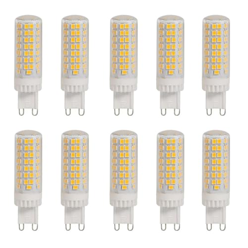 G9 LED Lampe 10W, 1000LM, Warmweiß 3000K, Ersatz 50W-100W G9 Halogenlampe, G9 Sockel, Kein Flackern, Nicht Dimmbar, G9 Glühbirnen für Kronleuchter, Deckenleuchten, Wandleuchten, AC 220-240V, 10er Pack von HUAMu