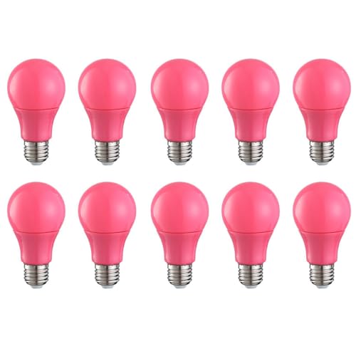 HUAMu 10er Set A60 farbige LED Leuchtmittel Birnenform 3W 25Watt Leuchtmittel Birnenform,für Außen & Innen, Rosa von HUAMu