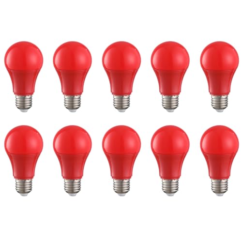 HUAMu 10er Set A60 farbige LED Leuchtmittel Birnenform 3W 25Watt Leuchtmittel Birnenform,für Außen & Innen, Rot von HUAMu
