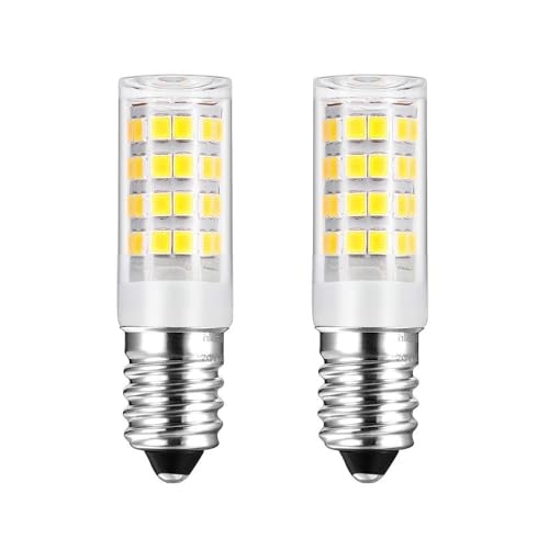 HUAMu E14 LED Kaltesweiß Birne, 5W 6000K LED Lampe 500LM, Glühbirne E14 ersetzt 50W Halogenlampen, Kein Flackern Kühlschranklampe Nicht Dimmbar, Led Mais Birne für Dunstabzugshaube Wandlampen, 2 Stück von HUAMu